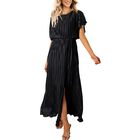 Vestido Maxi Ecowish Plisado Manga Larga Negro
