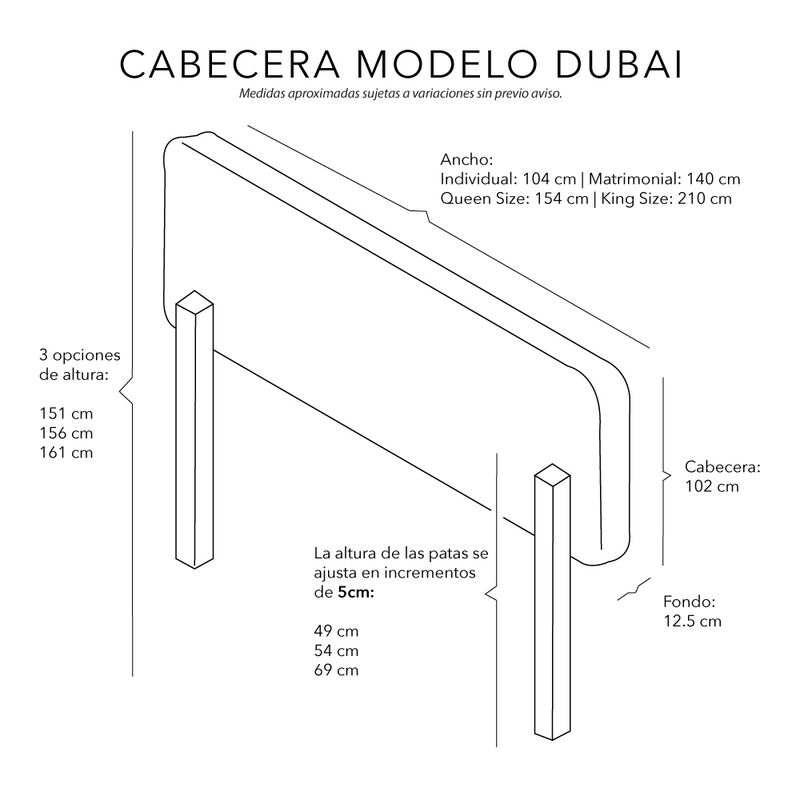 Cabecera Queen Size Dicasa Dubai Negro image number null