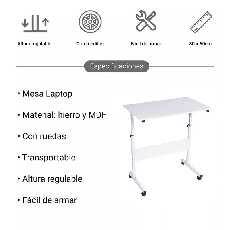 Escritorio Móvil de Altura Ajustable con Llanta... image number null
