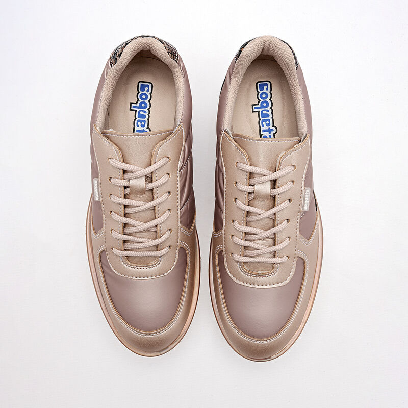 Coqueta Tenis Urbanos Para Ni&ntilde;a Dorado Rosa Cod... image number null