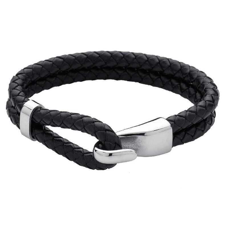 Pulseras Hombre, Brazaletes Piel Y Acero Inoxid... image number null