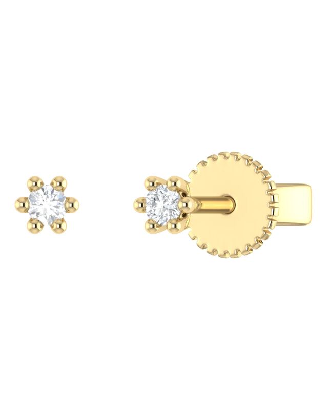 Broqueles De Oro Amarillo 14k Con 5pts De Diama... image number null
