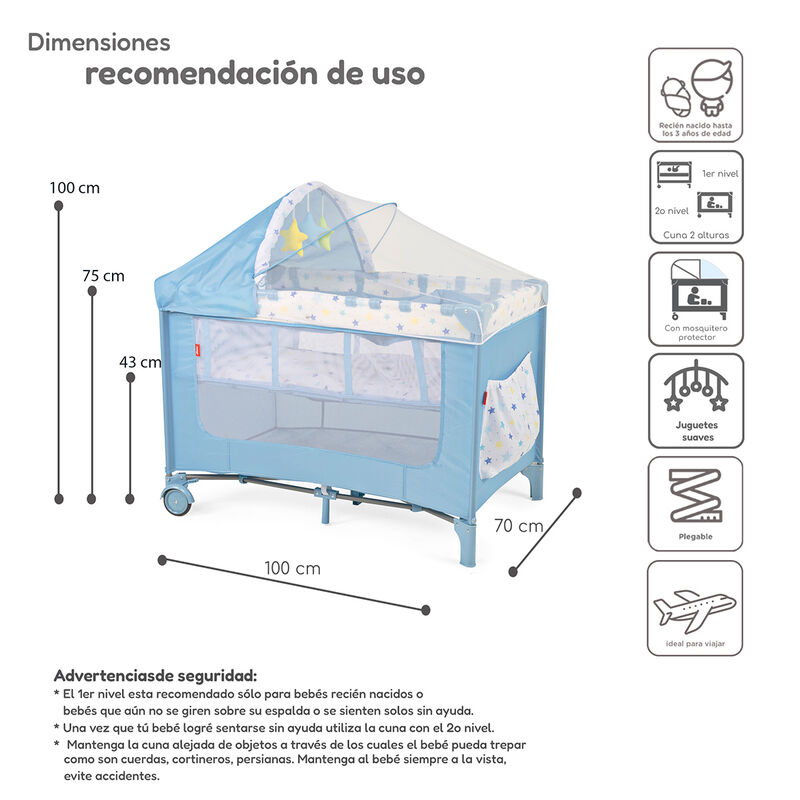Cuna Corral Plegable con Cambiador y Dos Nivele... image number null