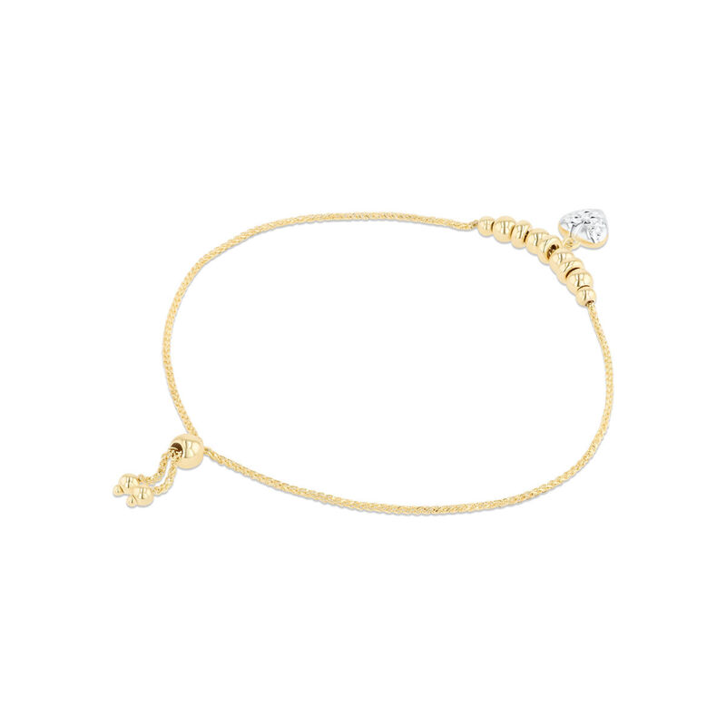 Pulsera De Oro Amarillo Y Blanco 14K Con Coraz&oacute;... image number null