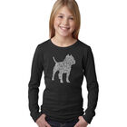 Camiseta De Manga Larga Word Art Para Ni&ntilde;a - Pitbull - Negro