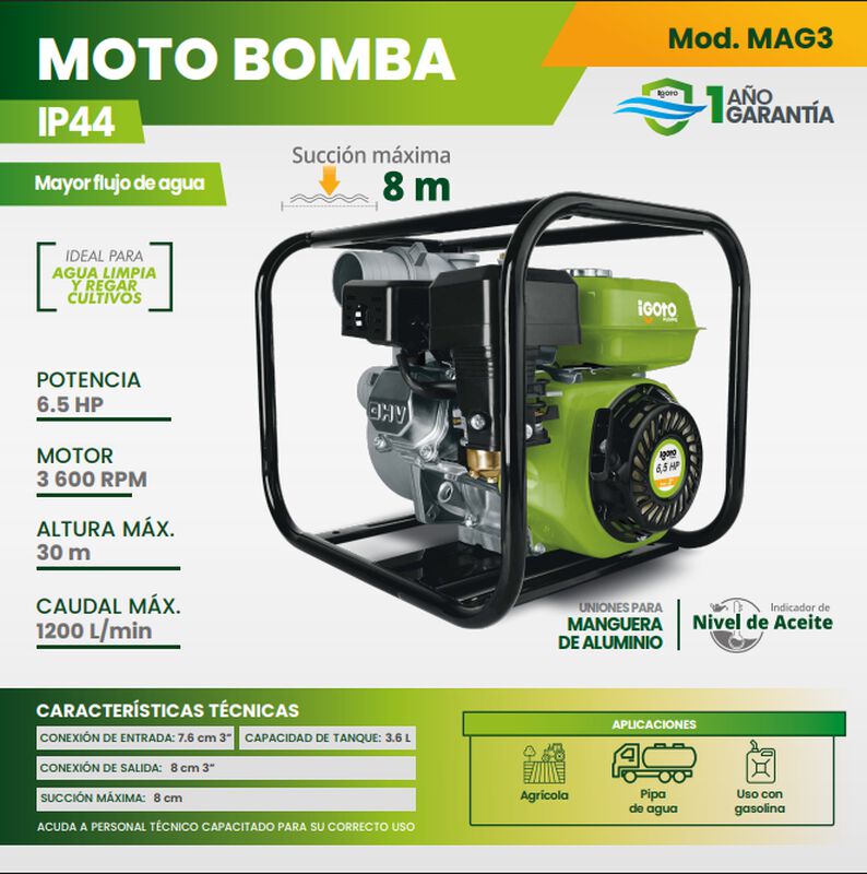 Motobomba De Gasolina 3" 6.5 Hp Mag-03 image number null