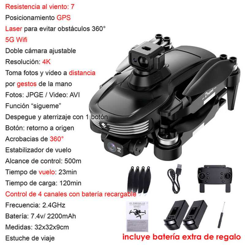 Drone Vak F3pro 5g Gps Láser 2 Cámaras 4k App W... image number null