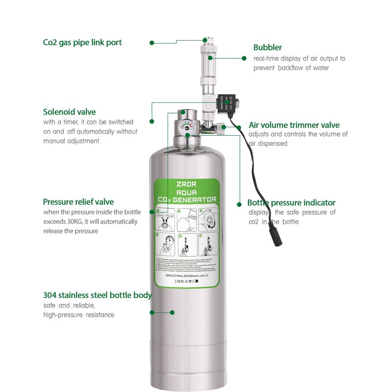 Sistema de CO2 ZRDR de 2L con Man&oacute;metro y V&aacute;lvu... image number null