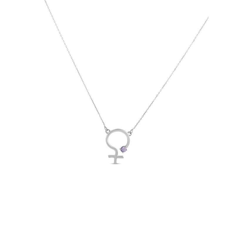 Dije Oro Blanco 14k Zirconia Amatista Edici&oacute;n L... image number null