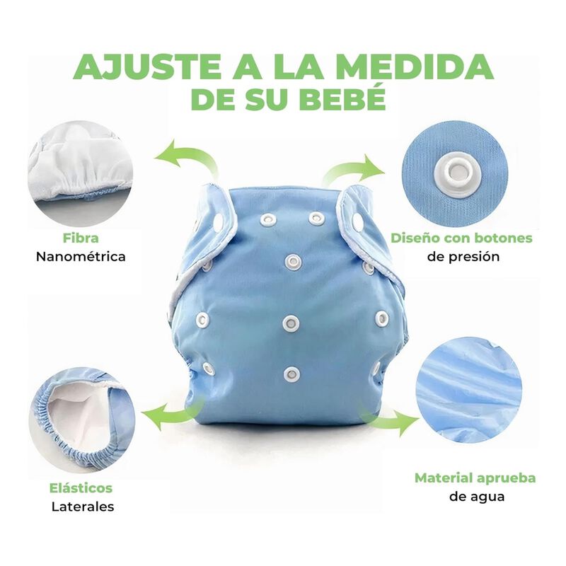 Paquete de 6 Pañales Ecológicos de Tela para Be... image number null