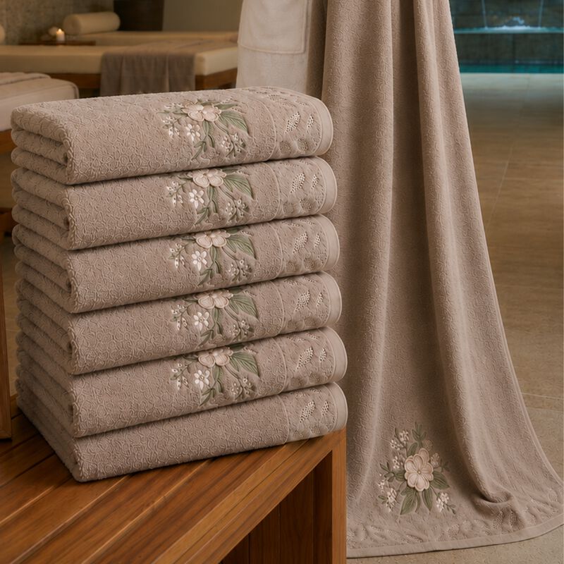 Set De 6 Toallas De Ba&ntilde;o Caf&eacute; Premium 70x140 Cm... image number null