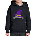 Sudadera Con Capucha Word Art Para Ni&ntilde;a - Gato de Bruja Asom&aacute;ndose - Negro