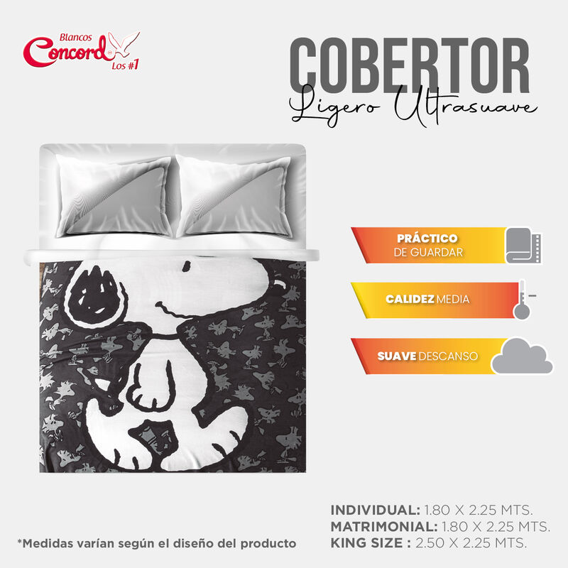COBERTOR ULTRASUAVE SNOOPY BLACK MAT image number null