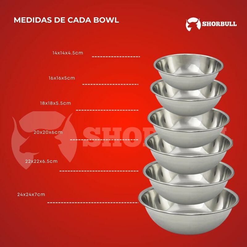 Juego De 6 Bowls De Aero Inoxidable Shorbull Me... image number null
