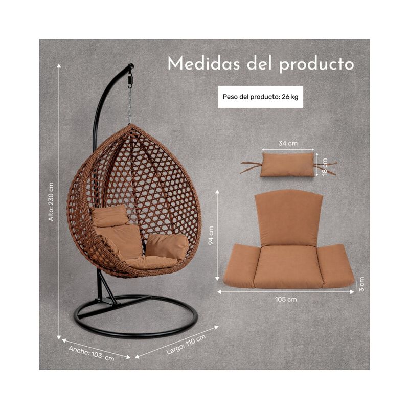 Columpio Jardin Exterior Tipo Huevo Con Cojines... image number null