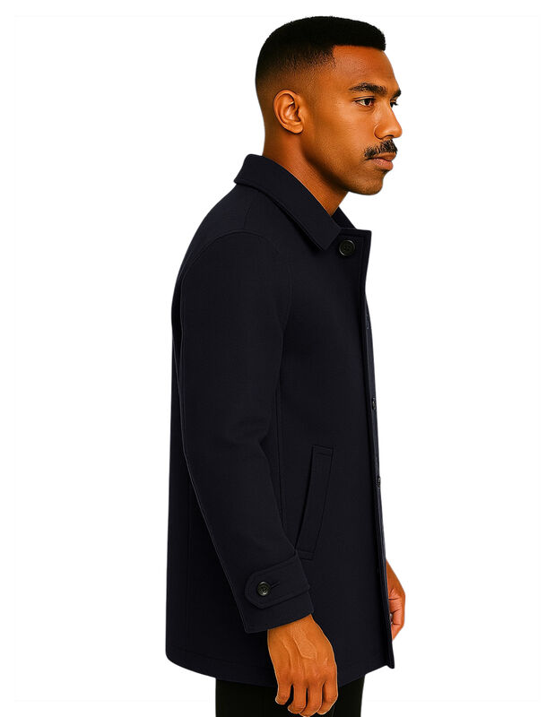 Abrigo Largo Hombre Gamuza Premium Negro Roosev... image number null