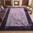 Alfombra Opreine 147x178 Cm Impresi&oacute;n Floral P&uacute;rpura Con P&aacute;jaros