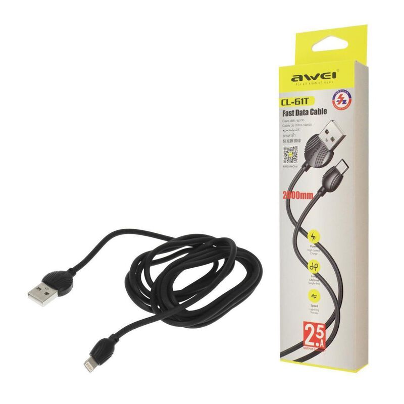 Awei Cl-61l Cable De Carga (negro) (2000mm) image number null