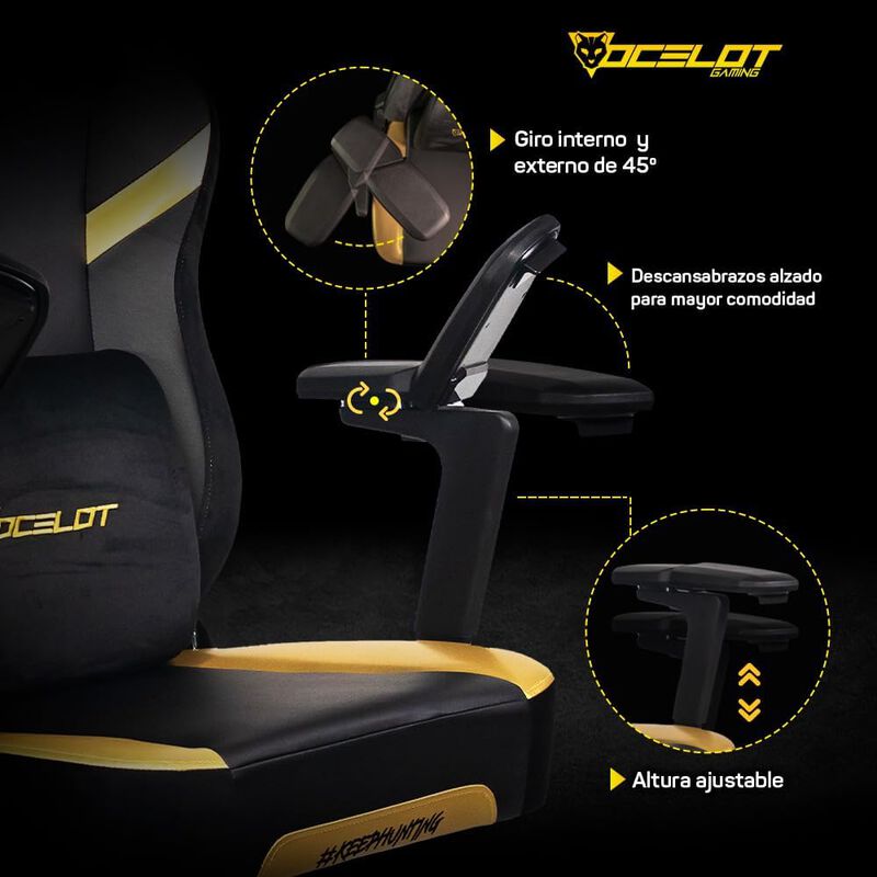Silla Gamer Premium Ocelot. Reposabrazos 5D, Re... image number null