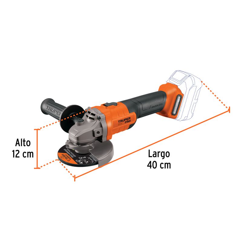 Esmeriladora Truper Pro 4-1/2", 20v, Sin Acceso... image number null