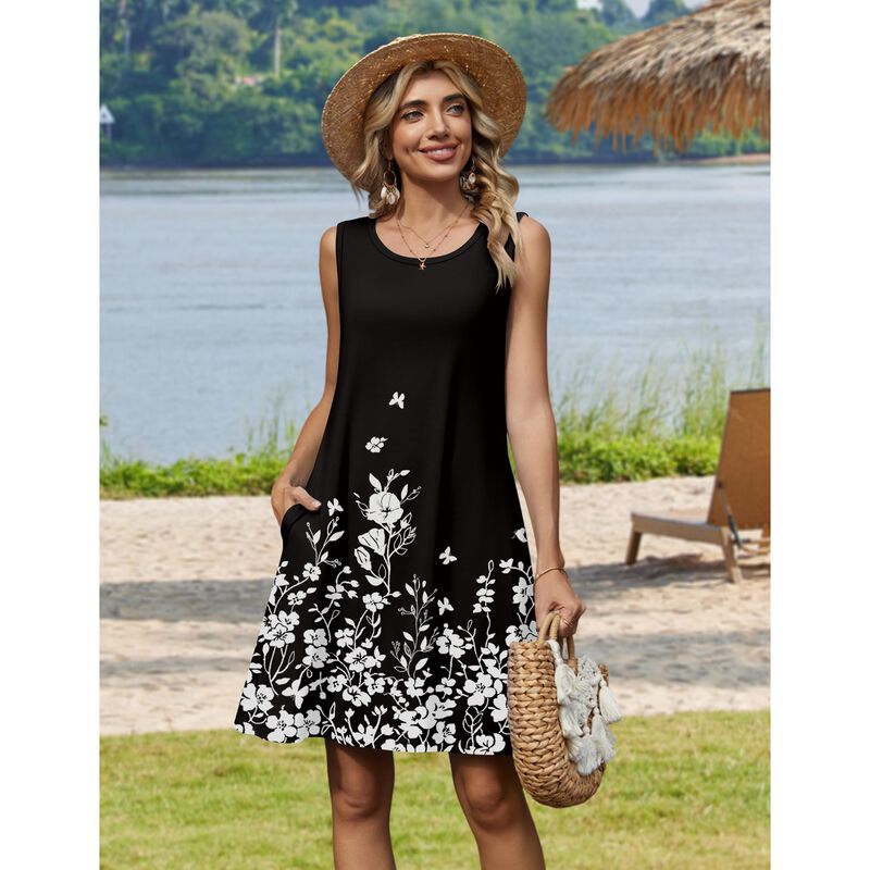 Vestido Casual Mini Floral Zeagoo Sin Mangas image number null