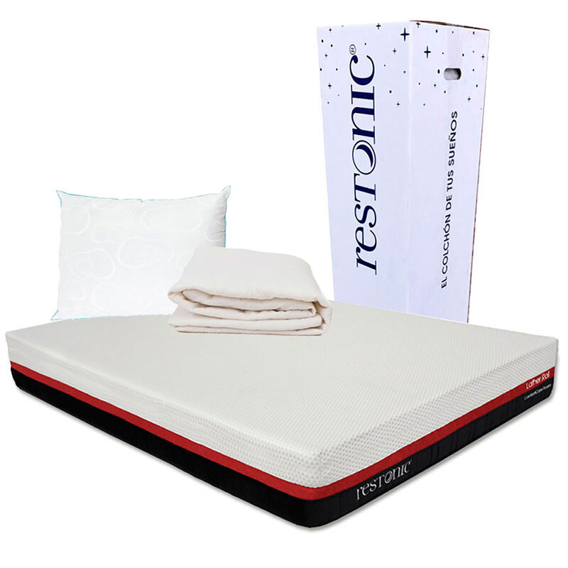 Colch&oacute;n Queen Size Restonic Lather + Almohada o... image number null