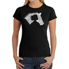 Camiseta Word Art Para Mujer - Ni&ntilde;a y Caballo- Negro