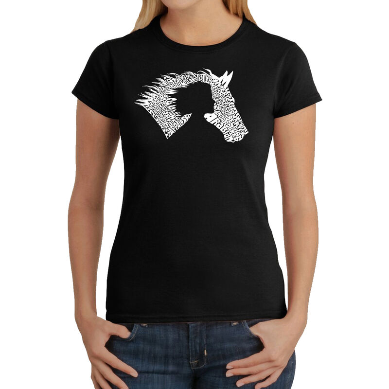 Camiseta Word Art Para Mujer - Ni&ntilde;a y Caballo- ... image number null