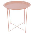 Mesa Lateral con Bandeja Redonda - Color Cafe Claro