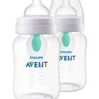Biberones Avent Antic&oacute;licos Con Ventilaci&oacute;n Sin Aire, 270 Ml, Paquete De 2 Unidades, Transparentes