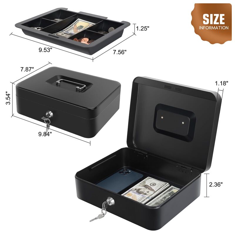 Caja De Dinero Goehiaul 25x20x9 Cm Negra Con Ba... image number null