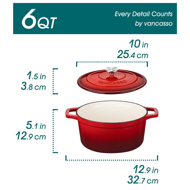 Cazuela de Hierro Fundido Vancasso 5.7L Roja image number null