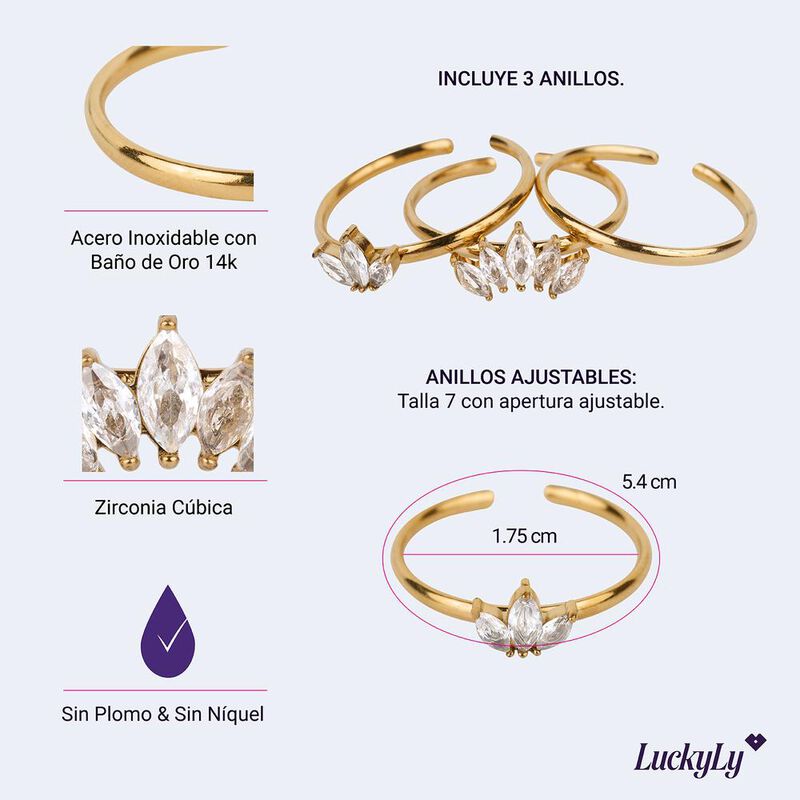 Set Anillos De Mujer Zirconias Joyería Regalos ... image number null