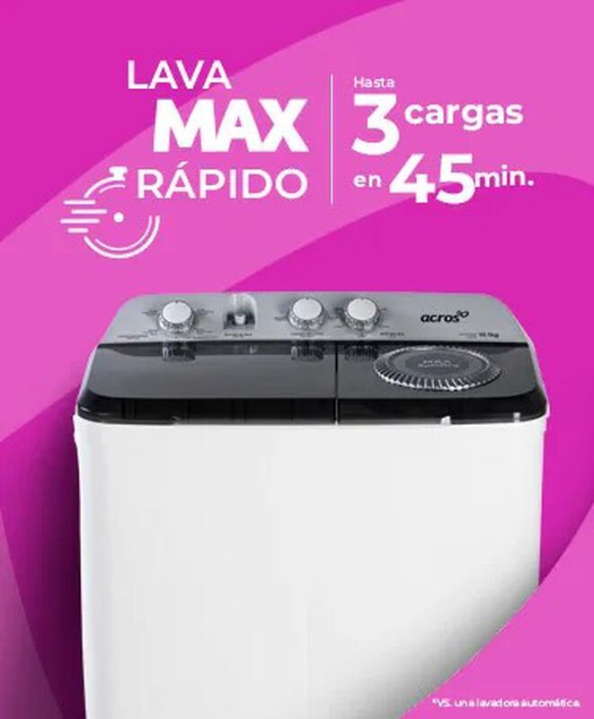 Lavadora Semiautom&aacute;tica Acros Dos tinas MaxSpin... image number null