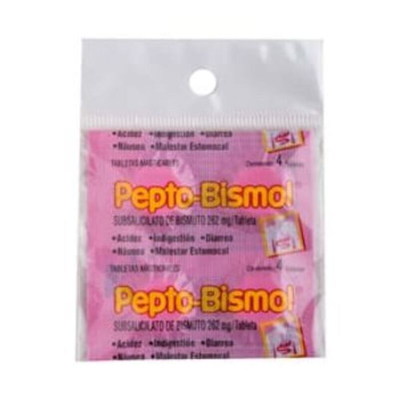 PEPTO BISMOL UNIDOSIS 4 TABLETAS 1 PZA image number null