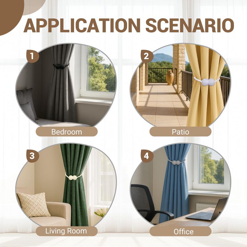 Sujetadores Magn&eacute;ticos Para Cortinas Hion Gris ... image number null