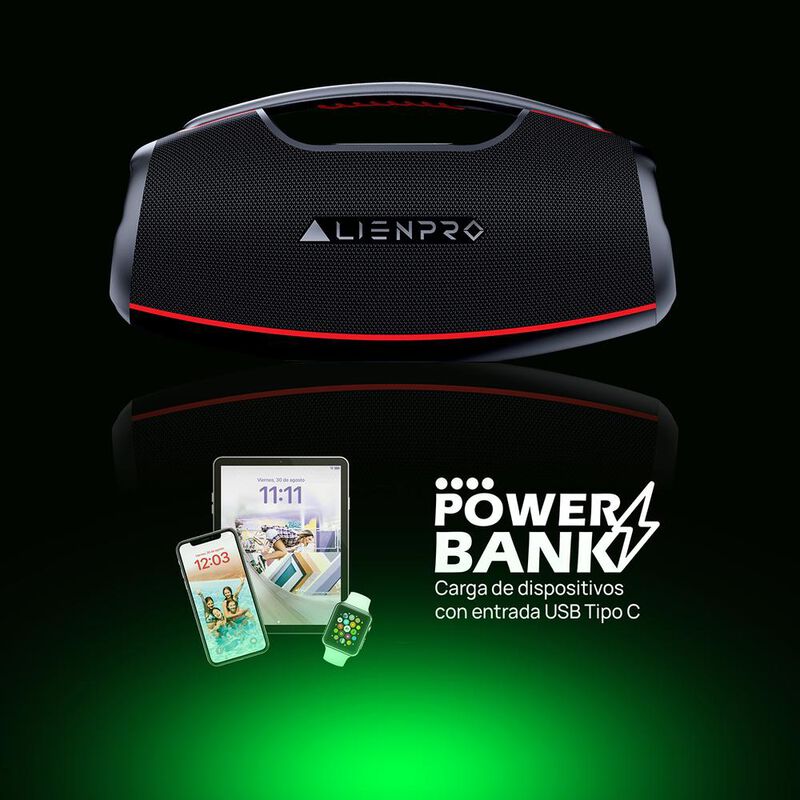 Bocina Boomer Plus Alienpro 130W IPX7 PowerBank... image number null