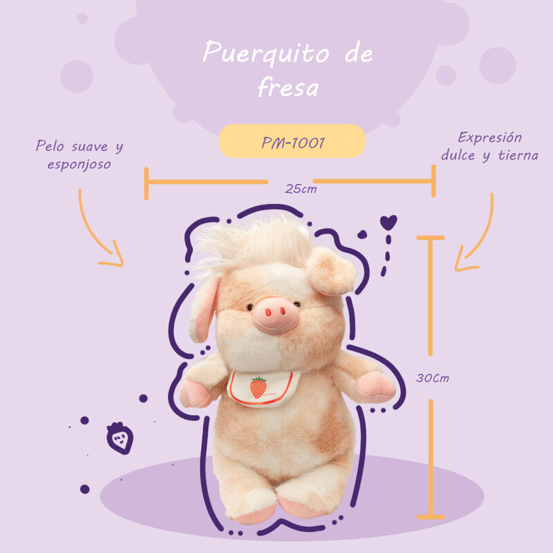 Puerquito De Peluche Con Babero Ultra Suave Y E... image number null