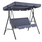 Banca Mecedora con 3 Asientos con Toldo para Exteriores Azul Bluelander