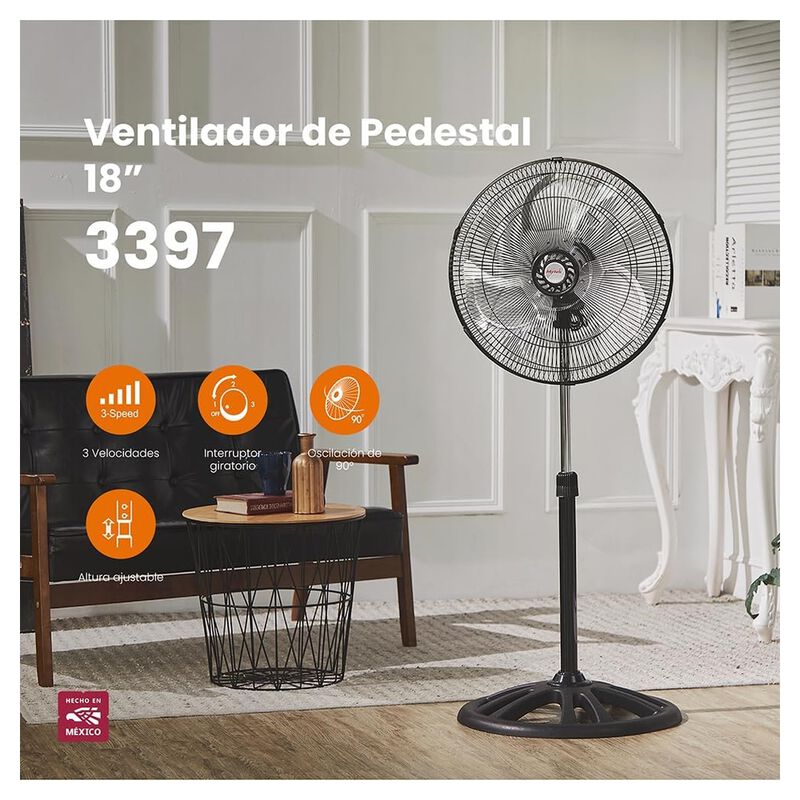 Mytek 3397 Ventilador de Pedestal 18" Metálico,... image number null