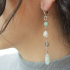 Aretes Largos Terra Con Labradorita, &Aacute;gata Verde, Perlas Y Plata