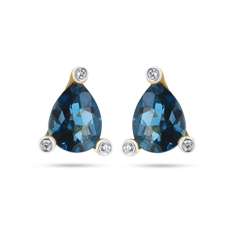 Aretes Oro Amarillo 10k Topacio London Blue | B... image number null