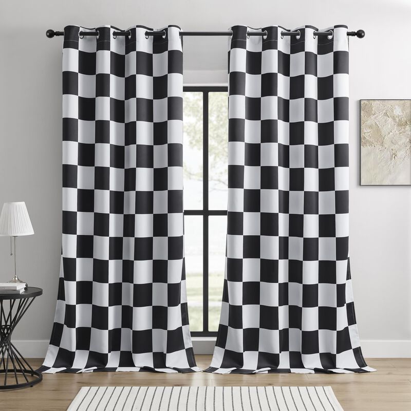Cortinas Bohomocasa 132x213 Cm Opacas A Cuadros... image number null