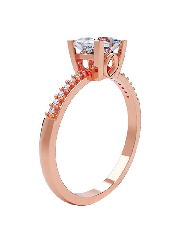 Anillo de Compromiso en Oro Rosa 14K con Circon... image number null