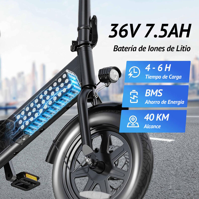 Bicicleta Eléctrica DYU C3 de 16” 25km/h E-Bike... image number null