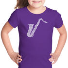Camiseta Word Art Para Ni&ntilde;a - Saxof&oacute;n - Morado