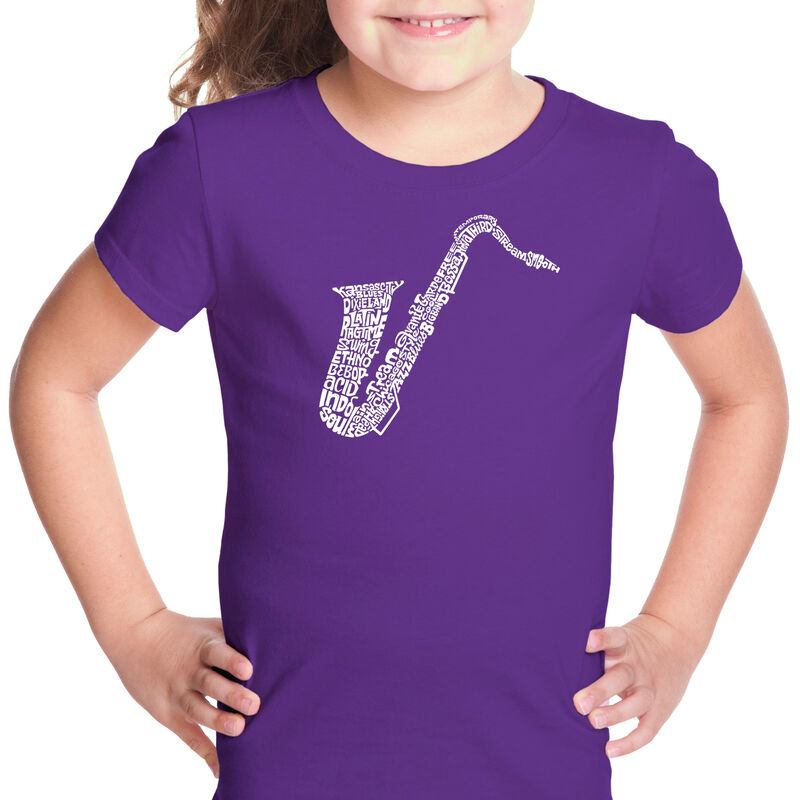 Camiseta Word Art Para Ni&ntilde;a - Saxof&oacute;n - Morado image number null