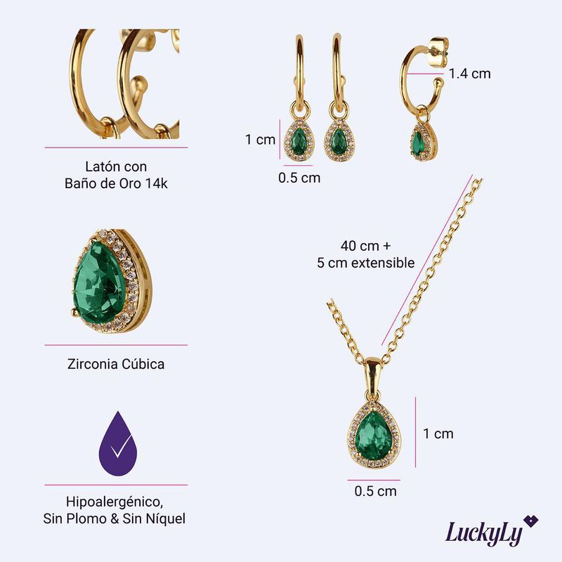 Set Joyer&iacute;a Mujer Oro 14k Collar Aretes, Regalo... image number null