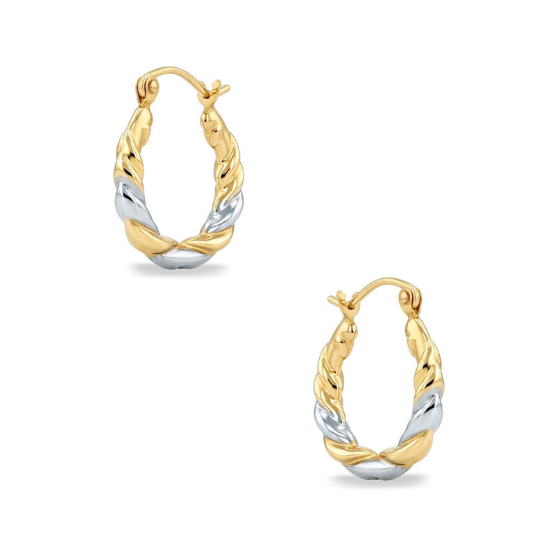 Arracadas De Oro Blanco Y Amarillo 14k (11 Mm A... image number null