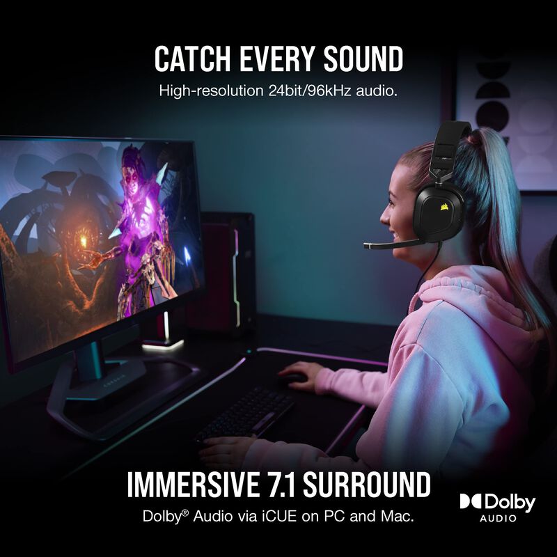 Auriculares Para Juegos Corsair Hs80 Rgb Usb Co... image number null